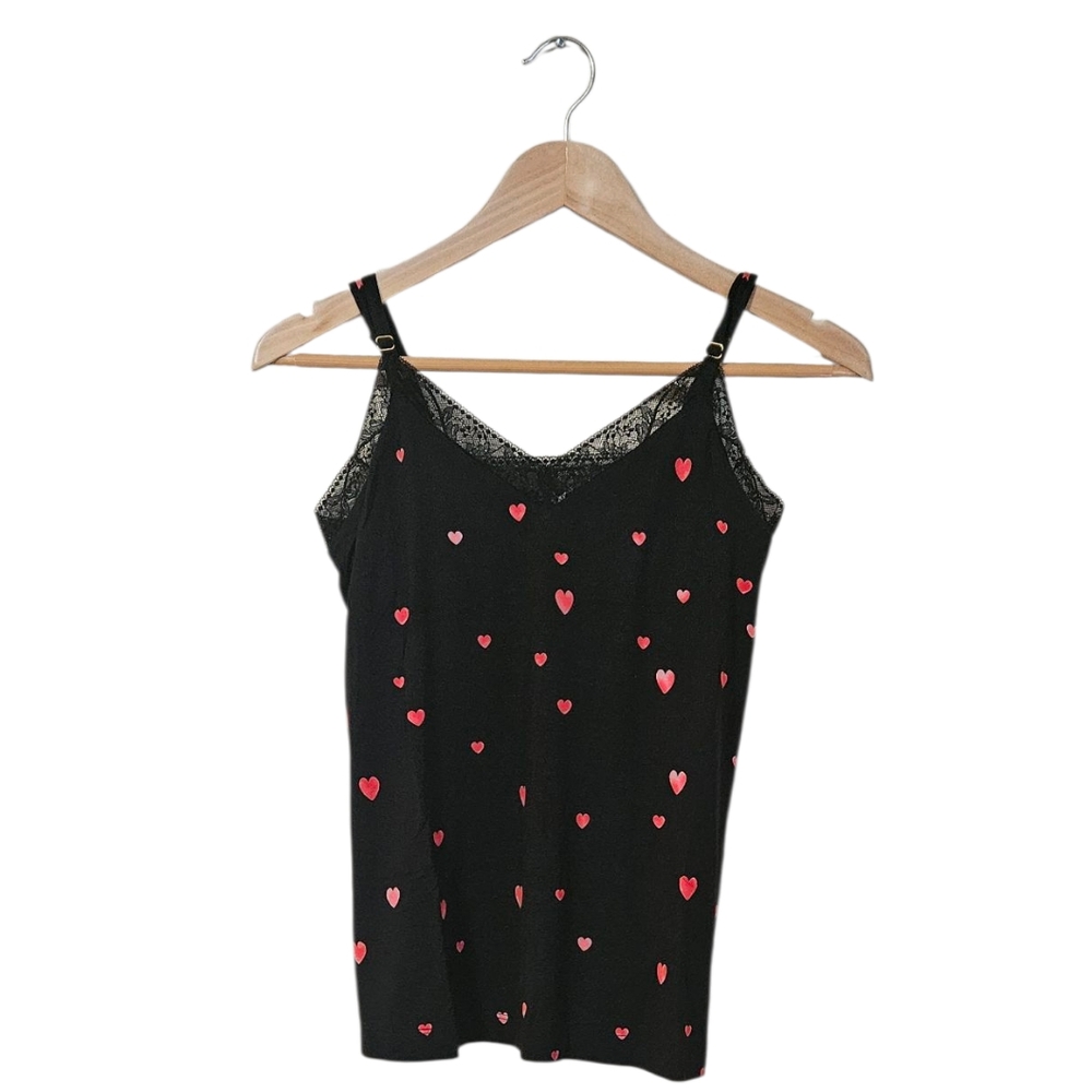 Soma Cool Nights Floating Hearts Lace Trim Pajama Cami SZ XS